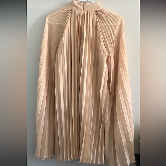 PRETTYLITTLETHING🌸 Beige, Pleated Cape Party Dress. - Picture 5 of 5